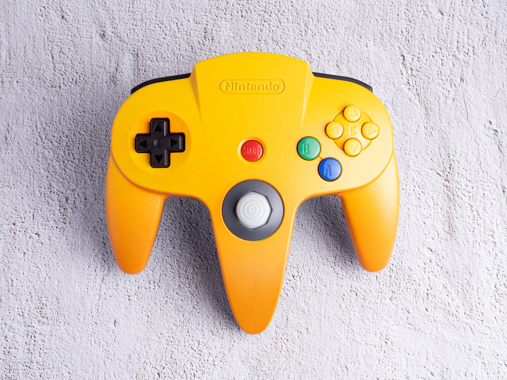 Yellow / Blue - Custom Painted Nintendo 64 Controller (Wireless 8BitDo Modkit installed)
