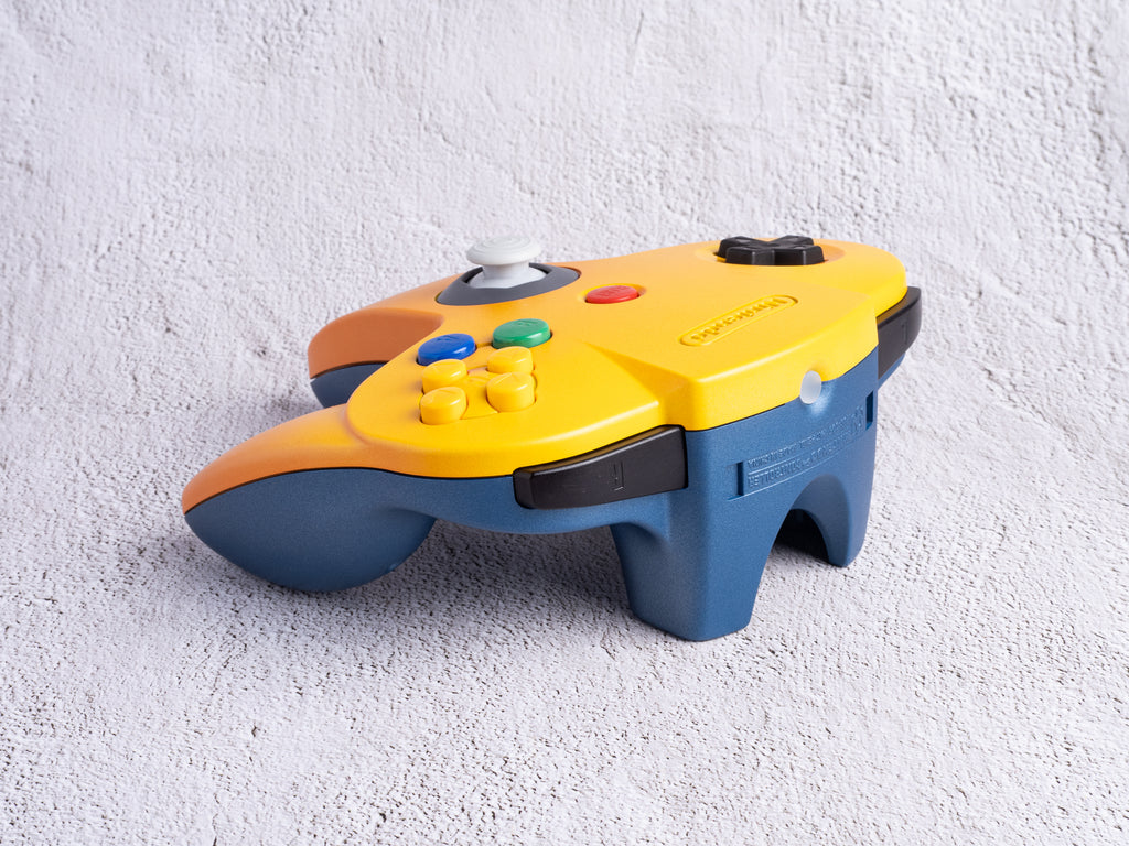 Yellow / Blue - Custom Painted Nintendo 64 Controller (Wireless 8BitDo Modkit installed)