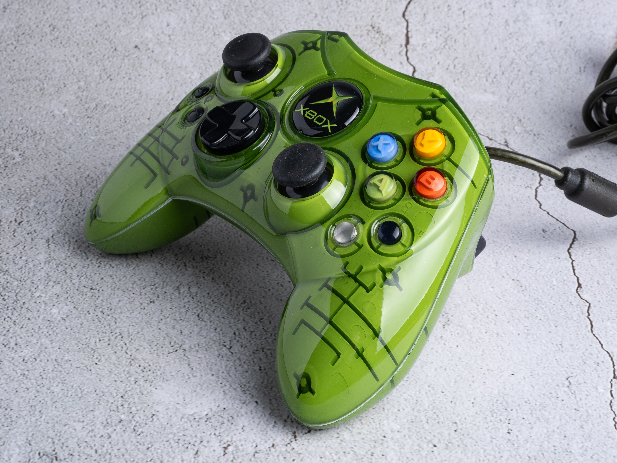Custom Xbox OG / Classic Controller - Skeleton Green