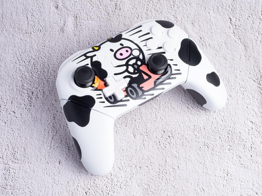 Cow Karting / Mario Kart World - Nintendo Switch Pro Controller - Custom Painted