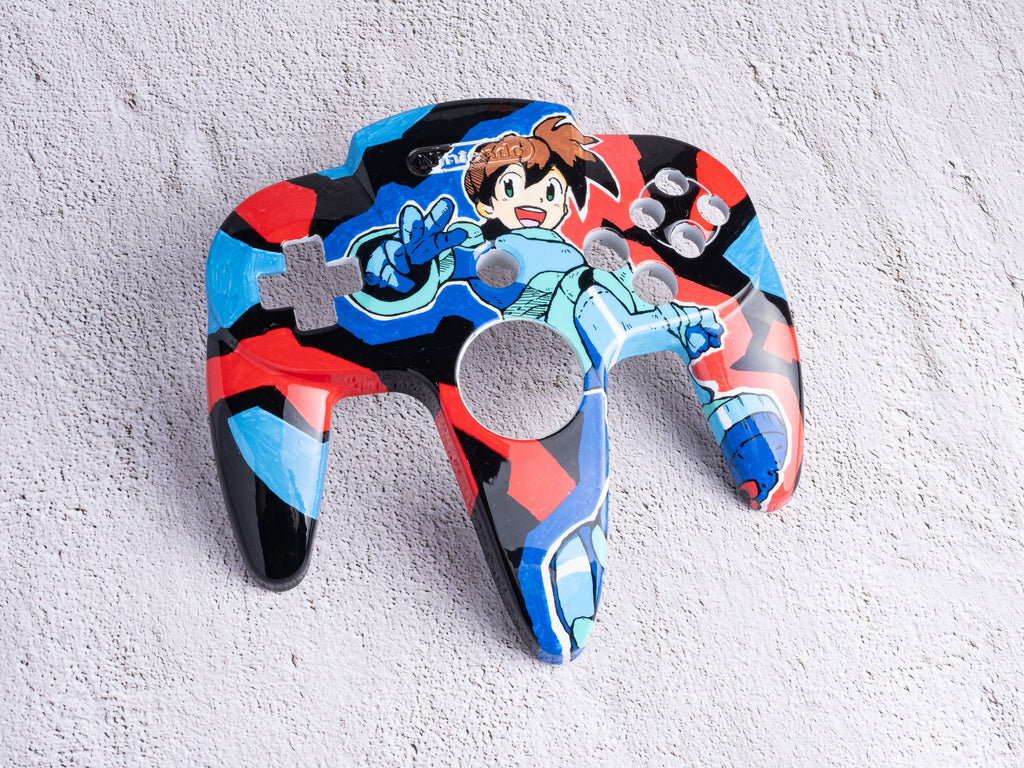 Megaman Legends - TOP SHELL ONLY - Custom Painted Nintendo 64 Controller Shells
