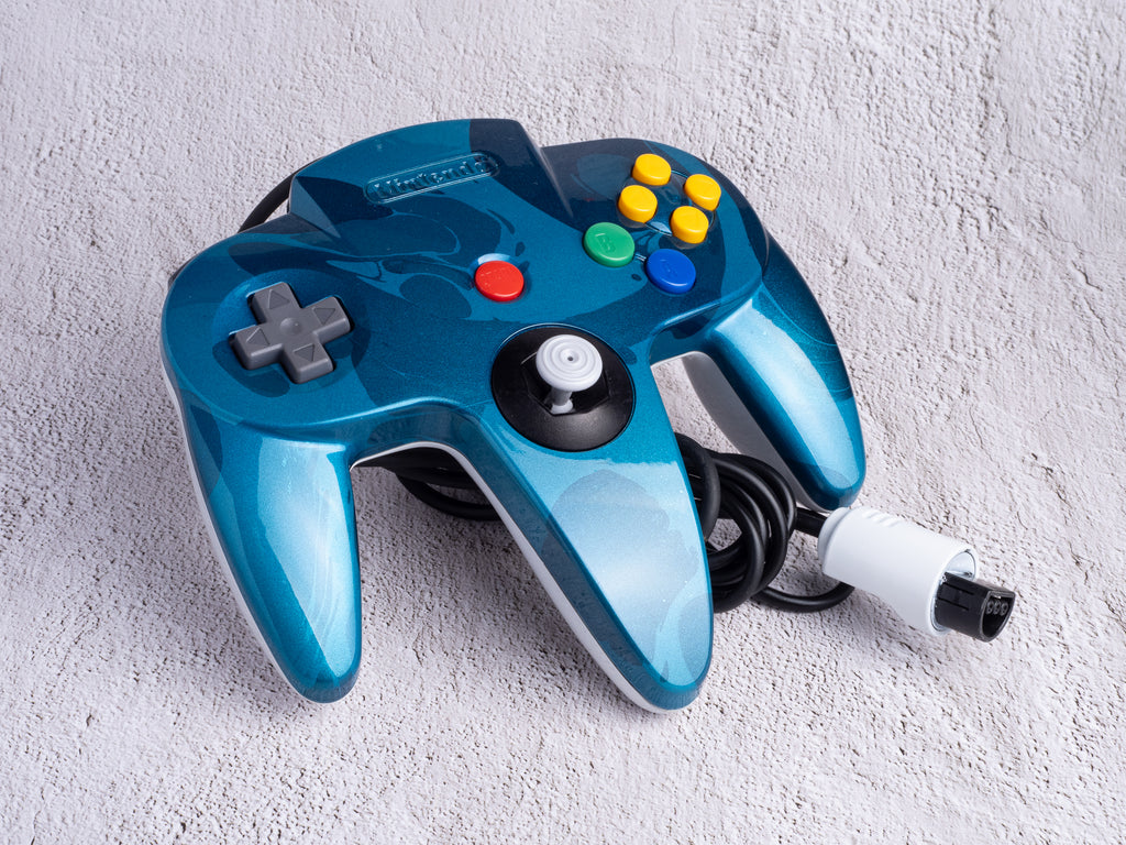 Marble Blue x White - Custom Painted Nintendo 64 Controller