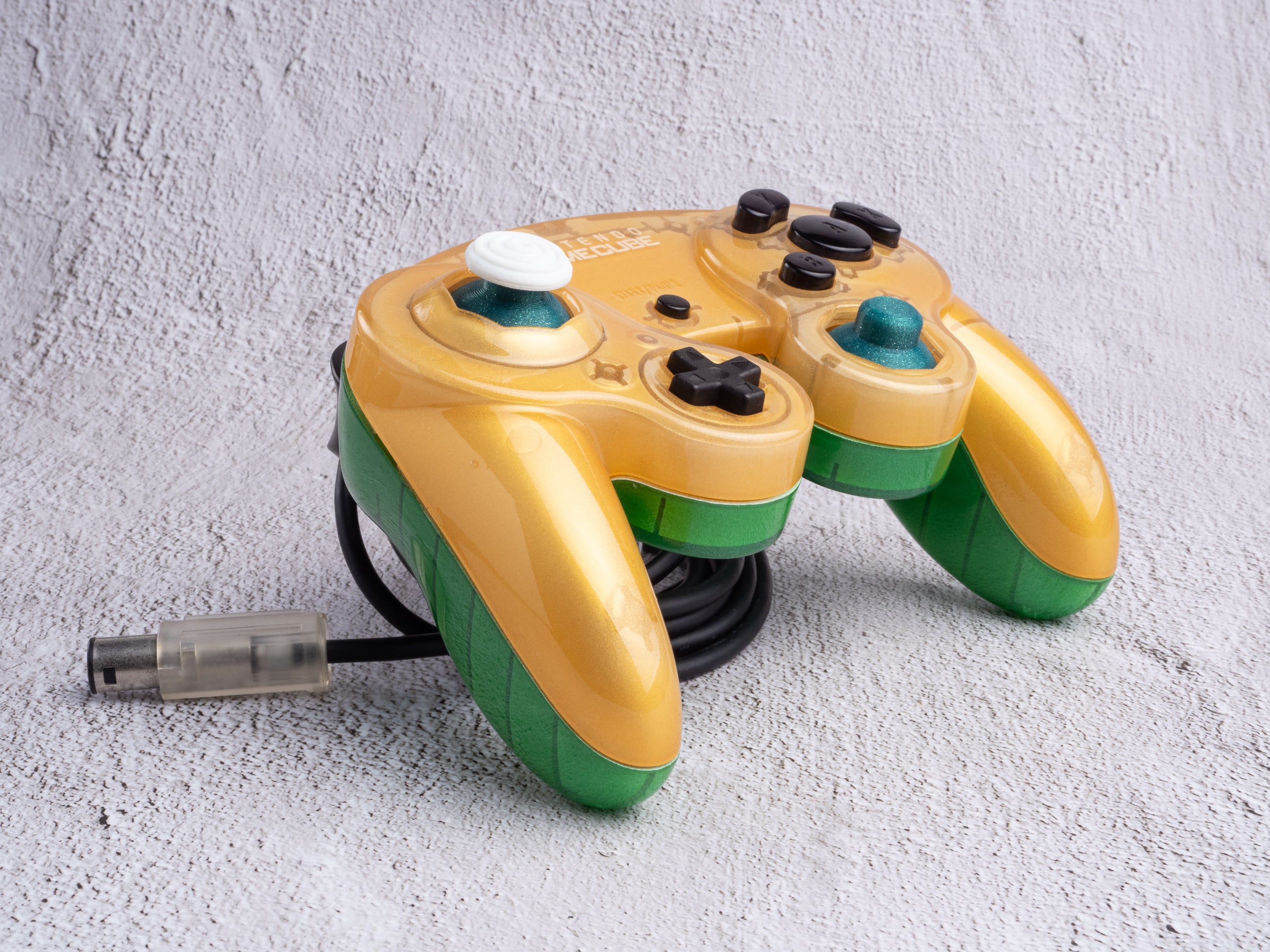 Gold and Green - Custom Painted GameCube Controller - Wired T3
