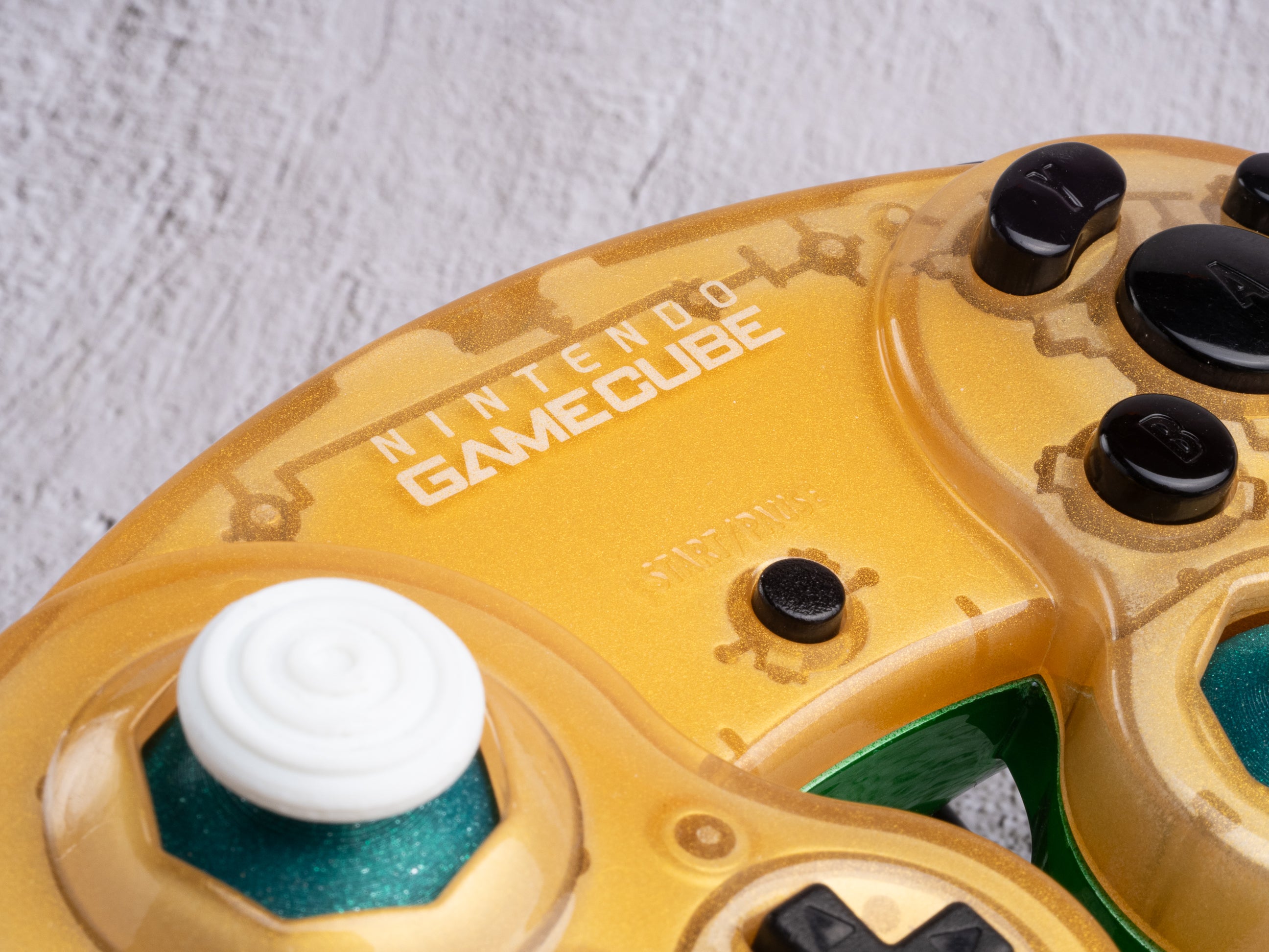 Gold and Green - Custom Painted GameCube Controller - Wired T3