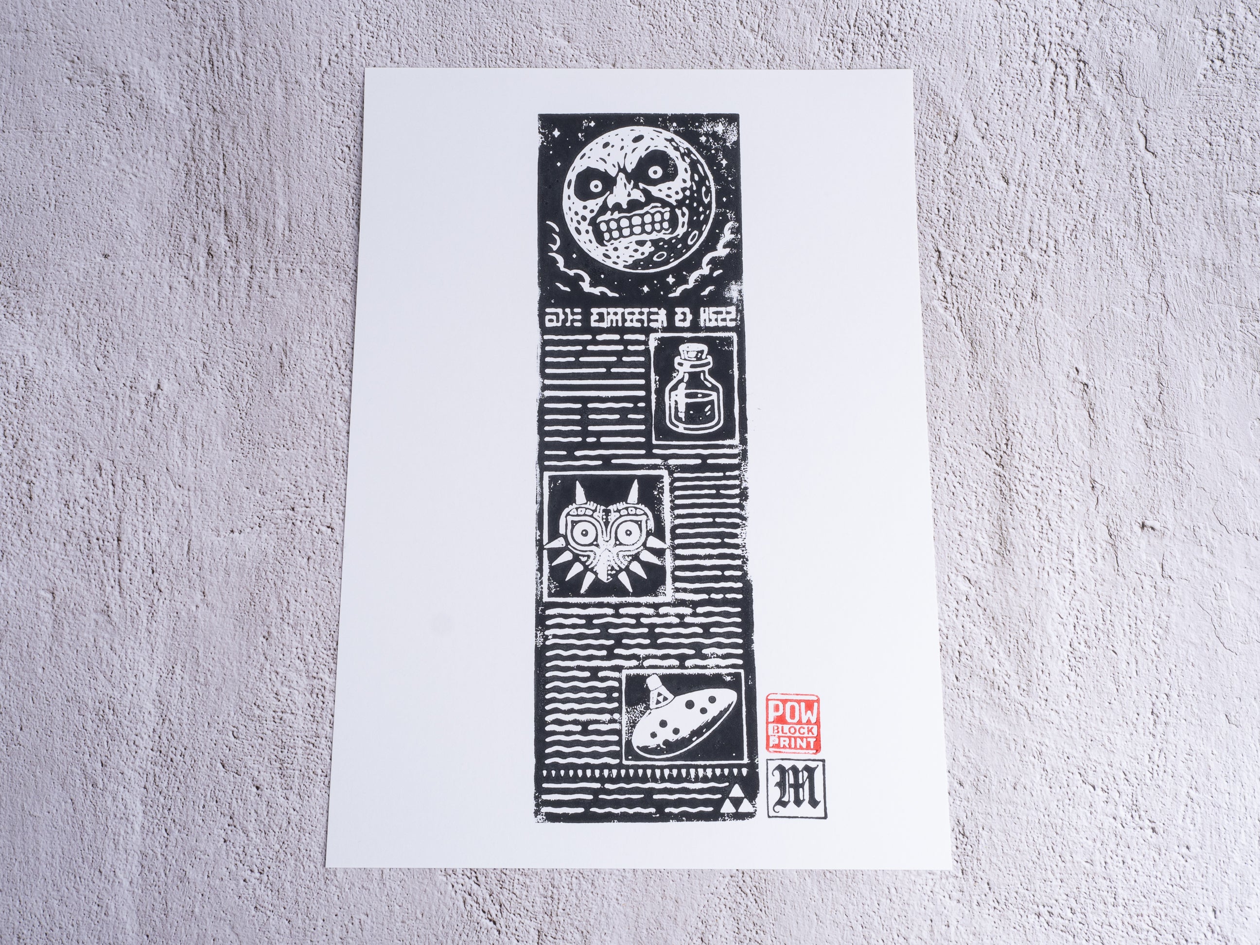 Termina Post / Zelda Majora's Mask - Handmade A4 Block Print - Open Edition
