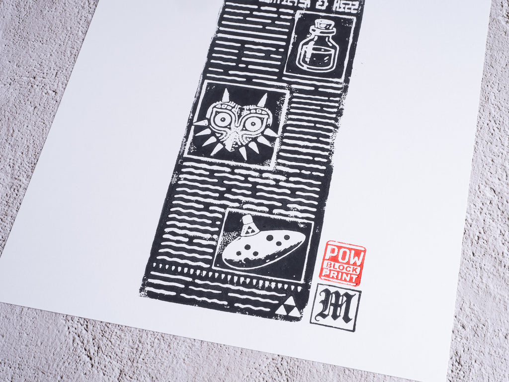 Termina Post / Zelda Majora's Mask - Handmade A4 Block Print - Open Edition
