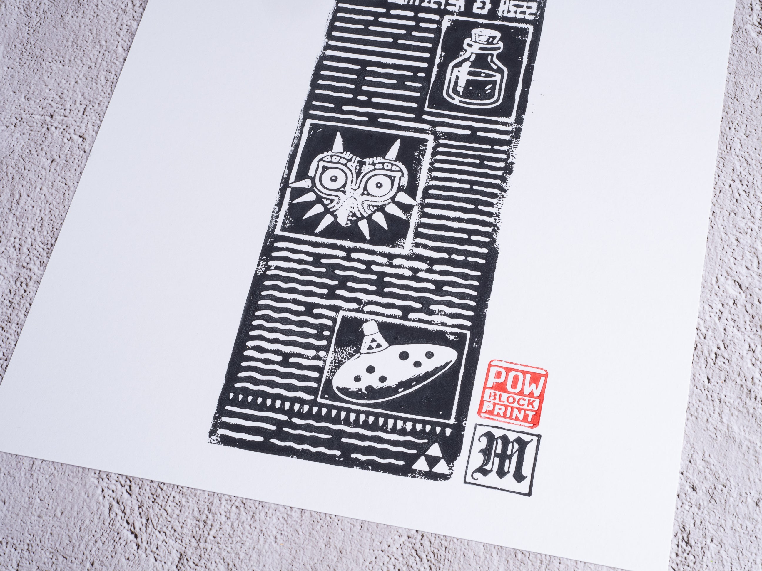 Termina Post / Zelda Majora's Mask - Handmade A4 Block Print - Open Edition