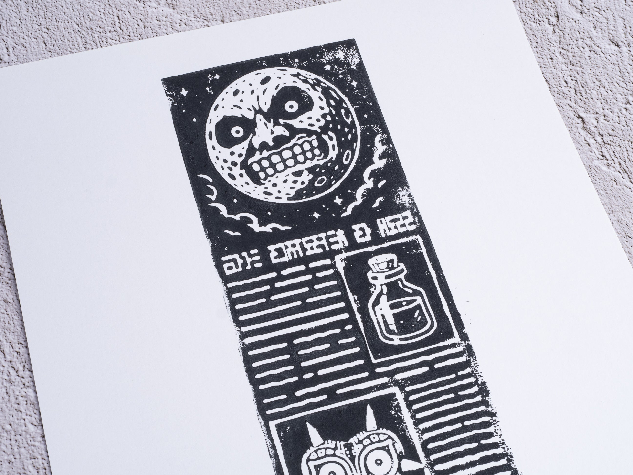Termina Post / Zelda Majora's Mask - Handmade A4 Block Print - Open Edition