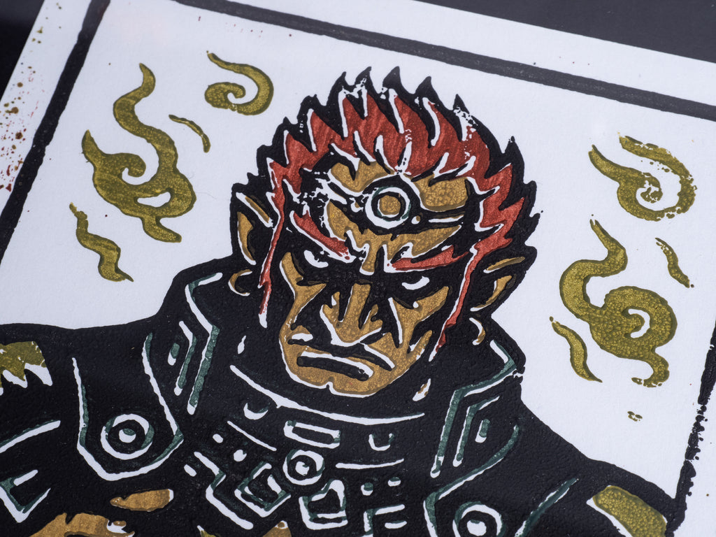 Ganondorf / The Legend of Zelda - Handmade Block Print, Multi-Color, Limited Edition of 20