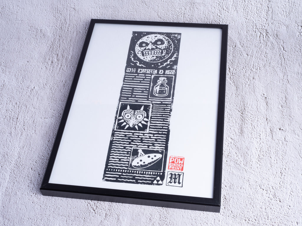 Termina Post / Zelda Majora's Mask - Handmade A4 Block Print - Open Edition