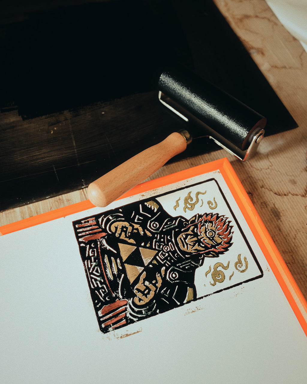 Ganondorf / The Legend of Zelda - Handmade Block Print, Multi-Color, Limited Edition of 20