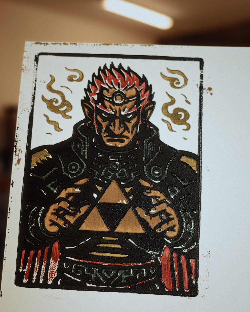 Ganondorf / The Legend of Zelda - Handmade Block Print, Multi-Color, Limited Edition of 20