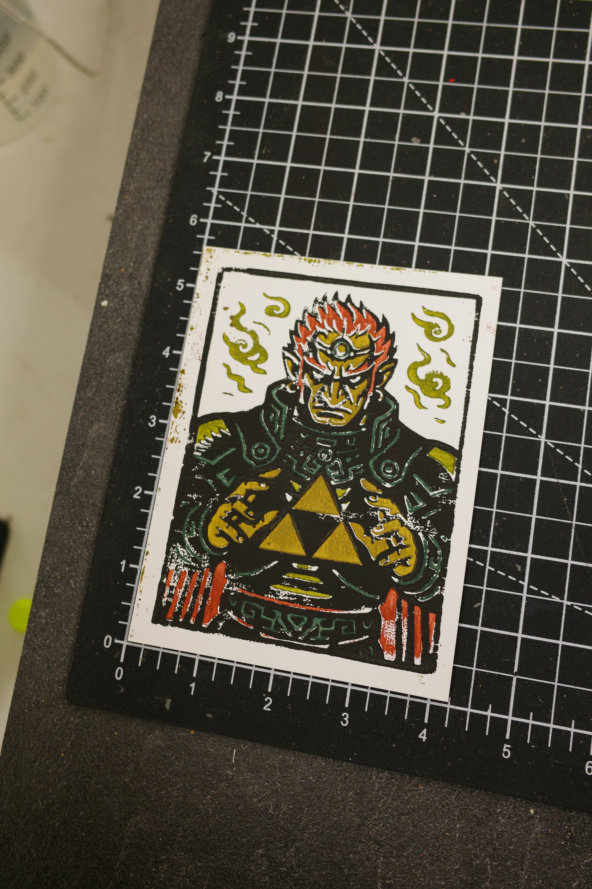 Ganondorf / The Legend of Zelda - Handmade Block Print, Multi-Color, Limited Edition of 20