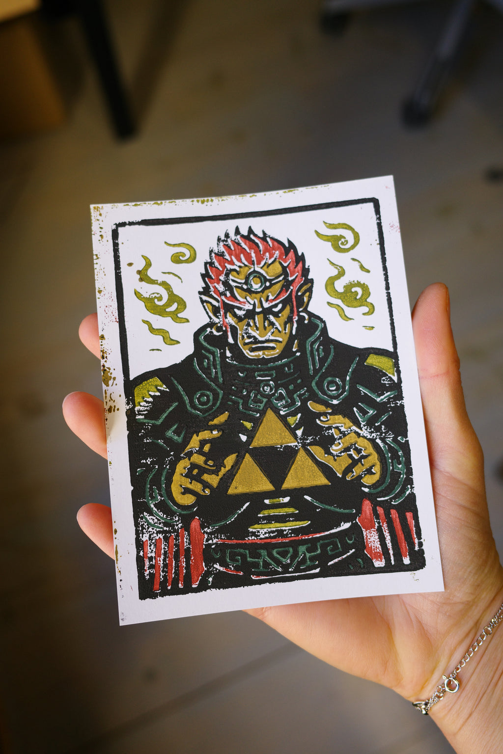 Ganondorf / The Legend of Zelda - Handmade Block Print, Multi-Color, Limited Edition of 20