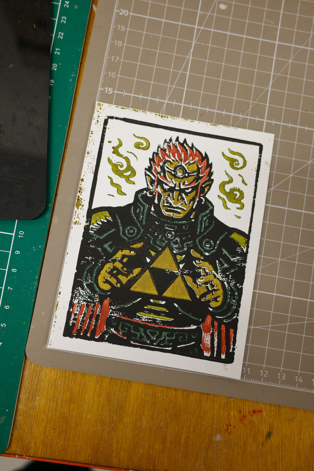 Ganondorf / The Legend of Zelda - Handmade Block Print, Multi-Color, Limited Edition of 20