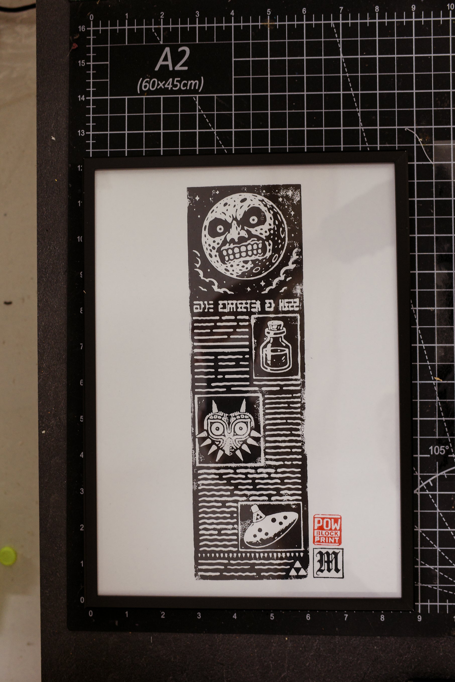 Termina Post / Zelda Majora's Mask - Handmade A4 Block Print - Open Edition