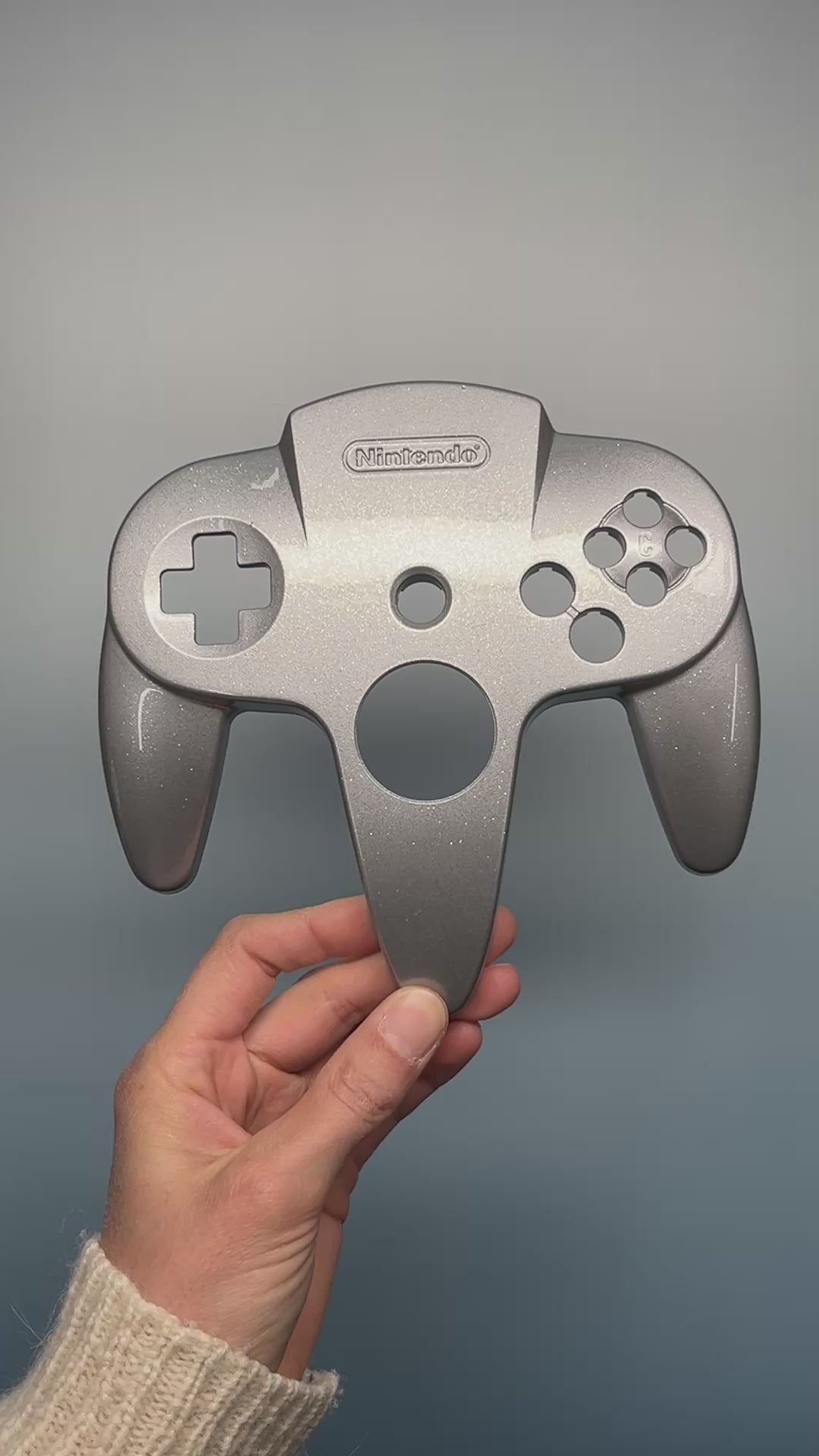 Silver Sparkle (Glossy) - Top Shell Only - Custom Painted Nintendo 64 Controller Shells