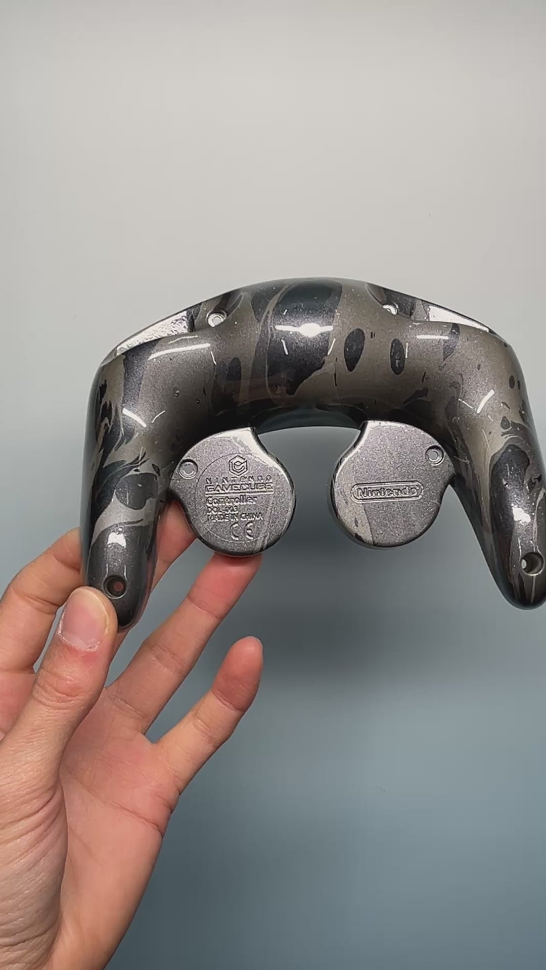 GameCube Bottom Shell - Silver Marble (Glossy)