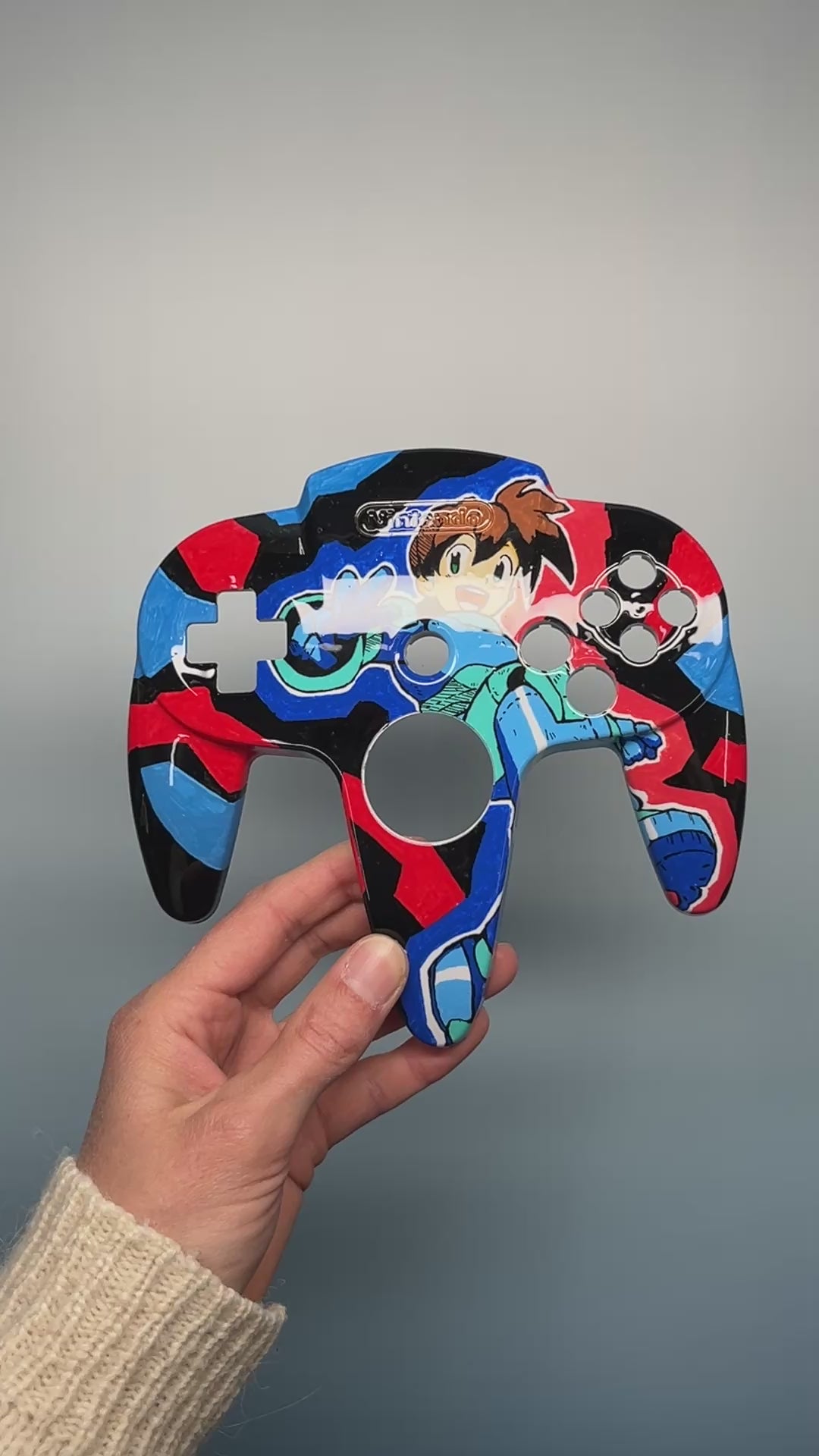 Megaman Legends - TOP SHELL ONLY - Custom Painted Nintendo 64 Controller Shells